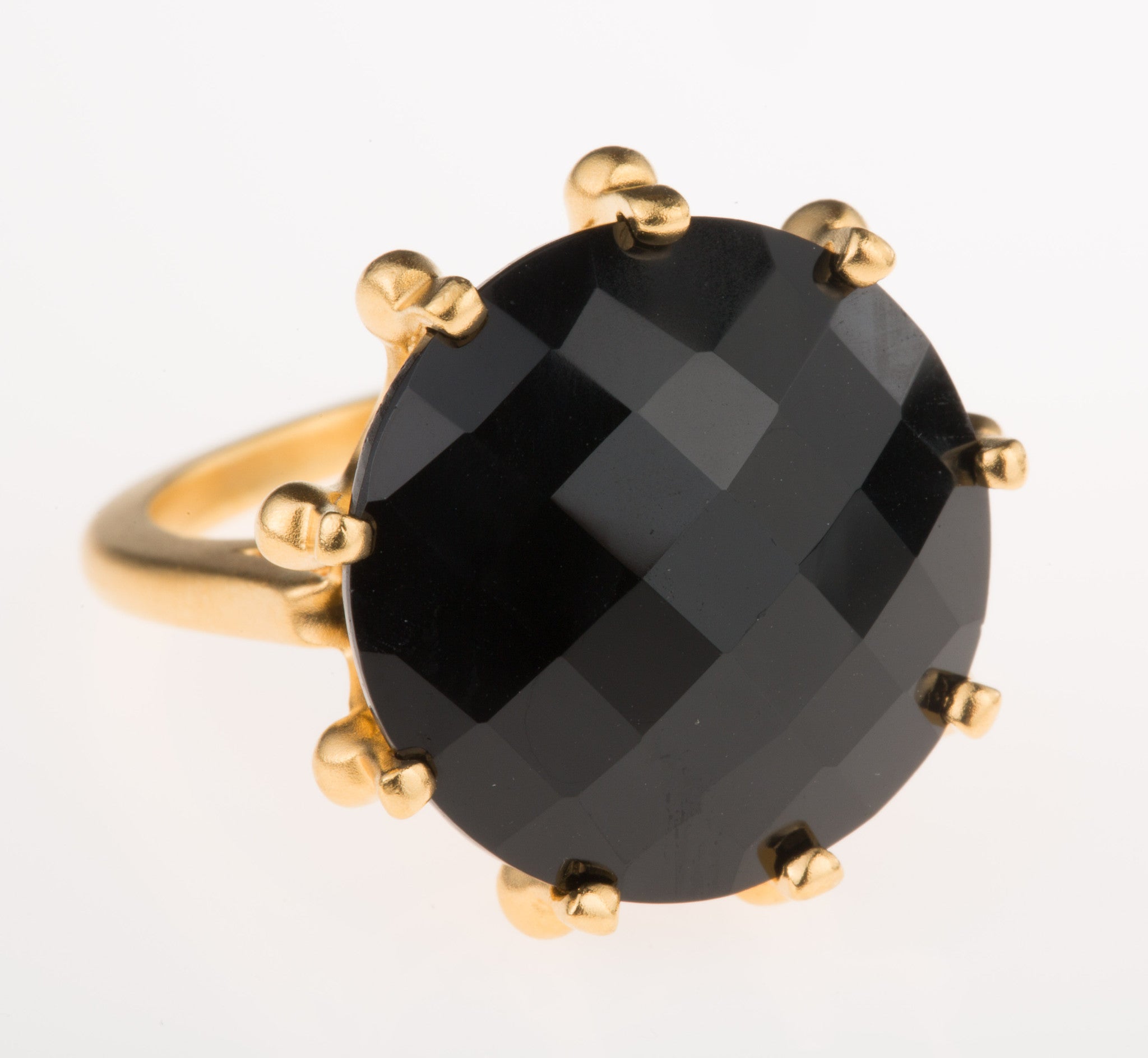 Black Onyx Ring - Square Crown Ring - Gold Ring - Square Band - 2024 Prong Set Ring - Onyx Jewelry - Black Ring