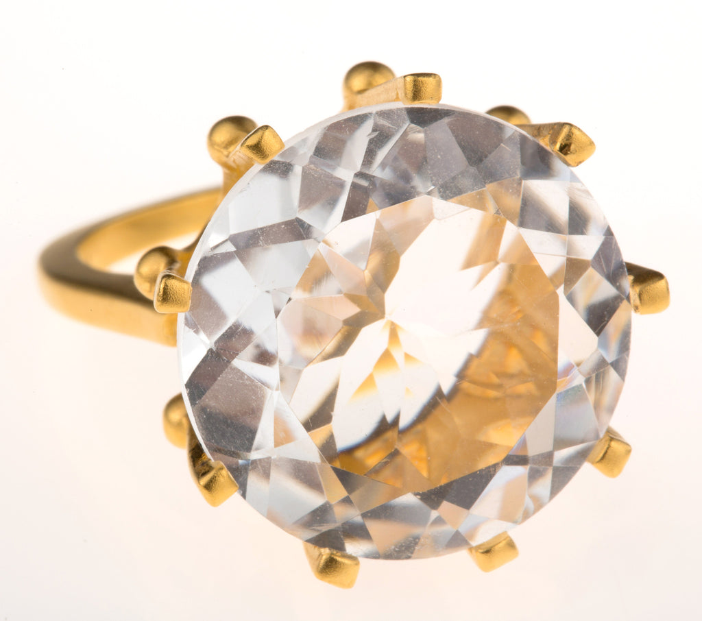Crown Crystal Quartz Ring